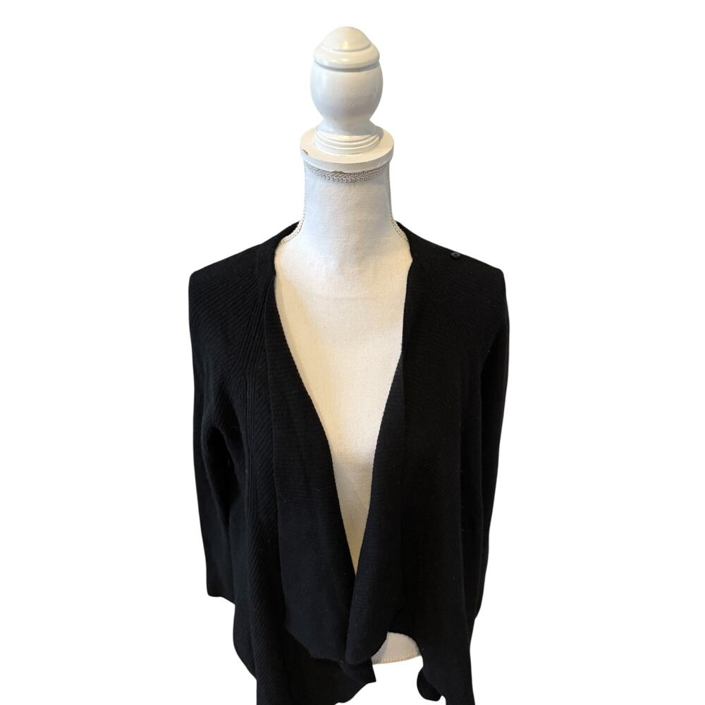 Vineyard Vines Open Front Cardigan Sweater Black Wool Cashmere XS - Picture 3 of 6